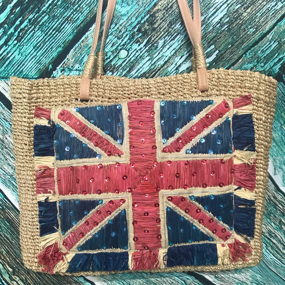 AMANDA SMITH SISAL BAG UNION JACK BOHO CHIC
